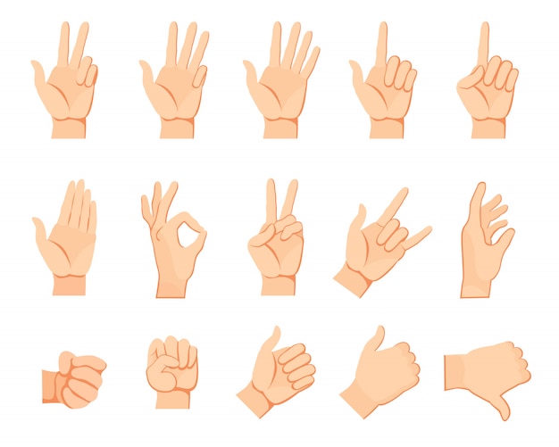 Free vector human hand gestures set