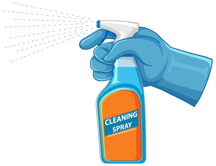 Free Vector human hand holding cleaning spay