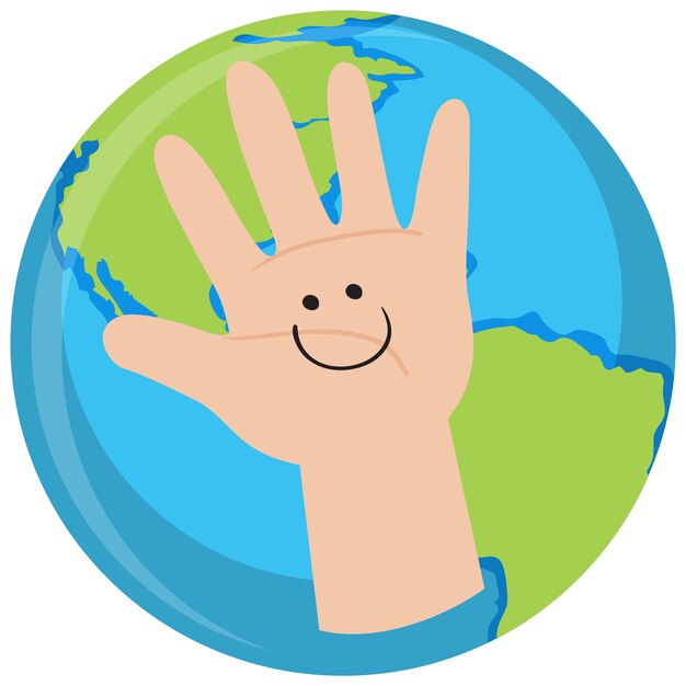 Human hand symbol on earth planet