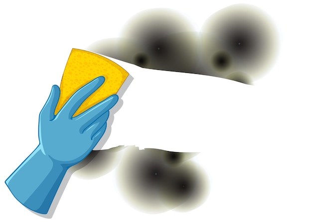 Бесплатное векторное изображение Человеческая рука в перчатке с губкой для чистки