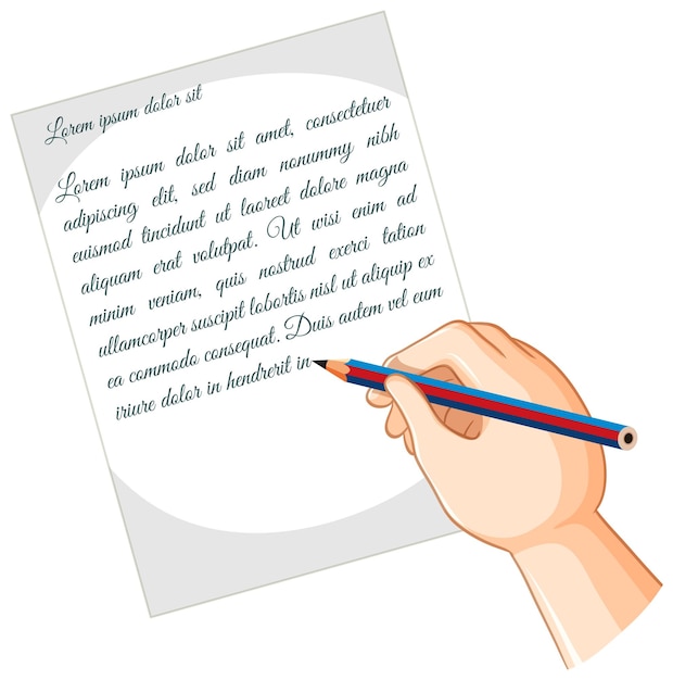 Бесплатное векторное изображение Человеческая рука с ручкой, пишущей на бумаге
