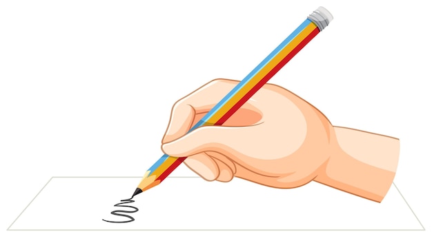 연필 드로잉 낙서와 인간의 손