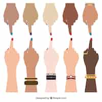 Free vector human hands of different races