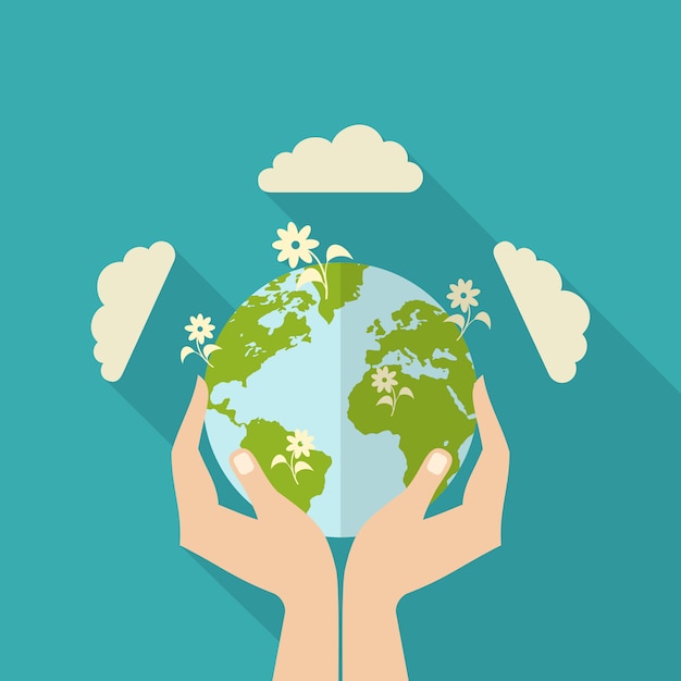 human hands holding globe