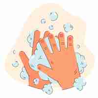 Free vector human hands in soap foam