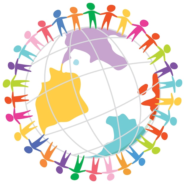 Free Vector human icons around earth globe