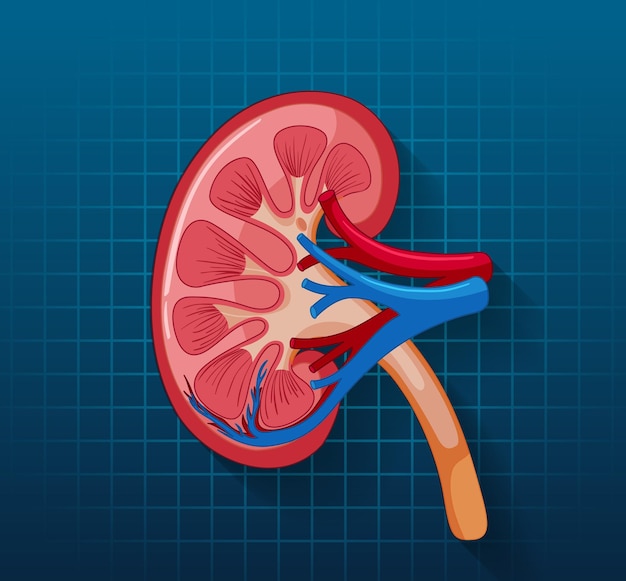 Human internal organ with kidney