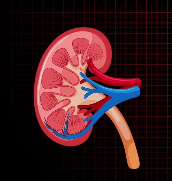 Free vector human internal organ with kidney