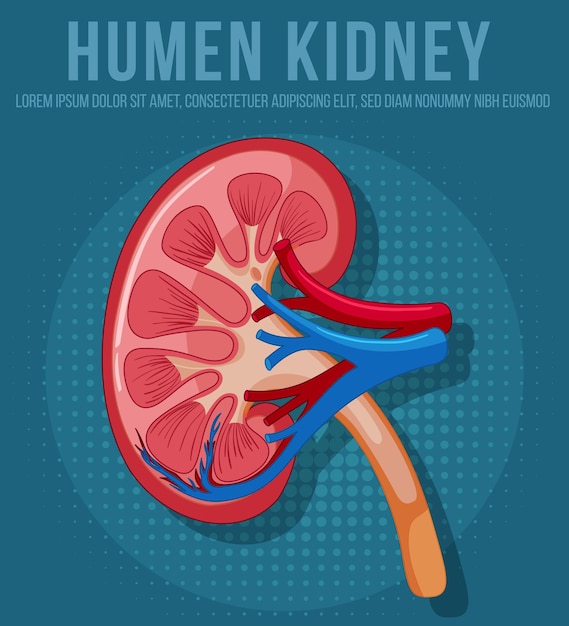 Free vector human internal organ with kidney