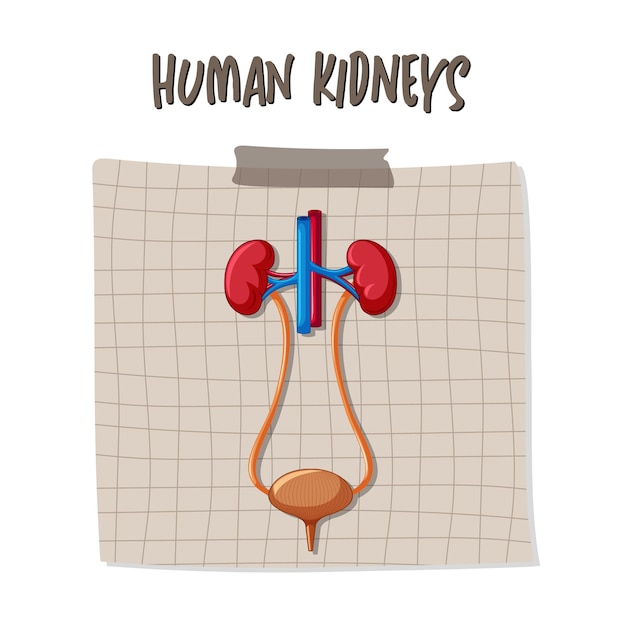 Free vector human internal organ with kidneys and bladder