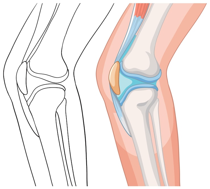 Free Vector human knee joint anatomy illustration