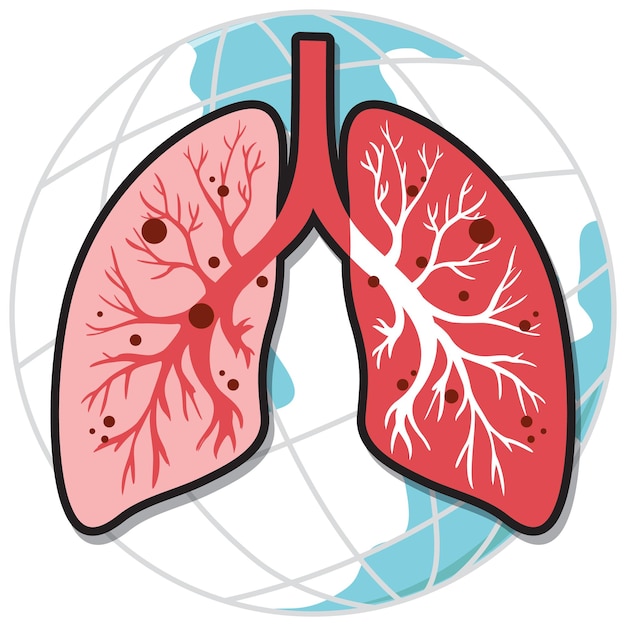 Free vector human lungs on earth globe