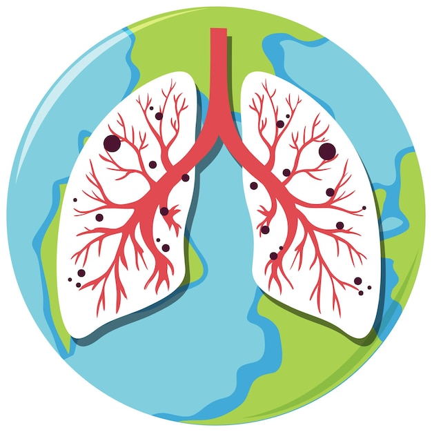 Free vector human lungs on earth globe