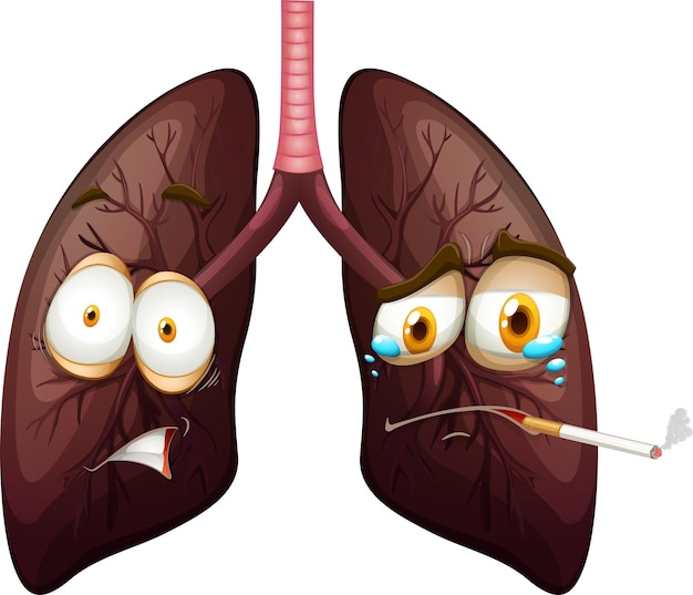 Free vector human lungs with face expression