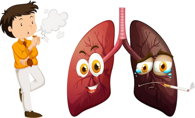 Free vector human lungs with face expression