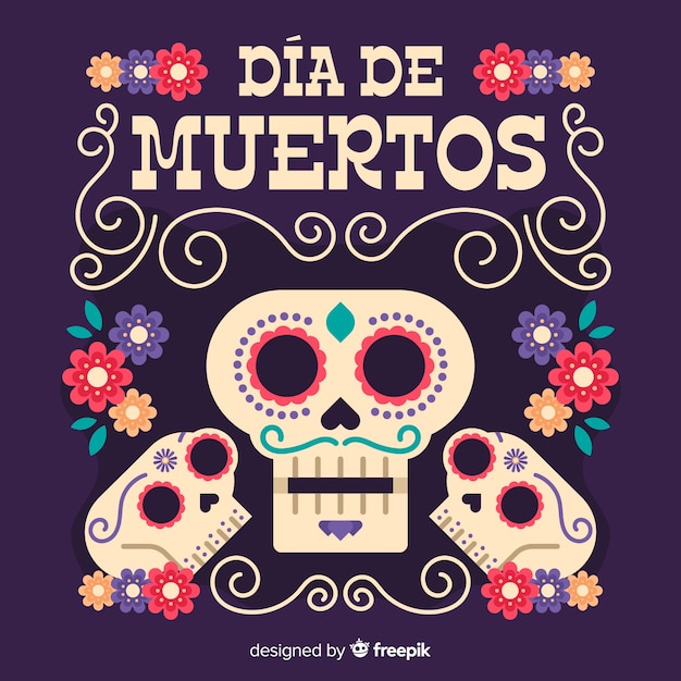 Human male skulls día de muertos background
