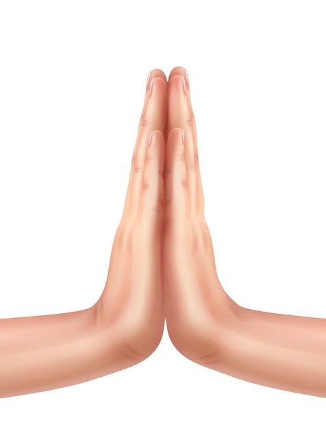 人間は手のひらを合わせて祈っています