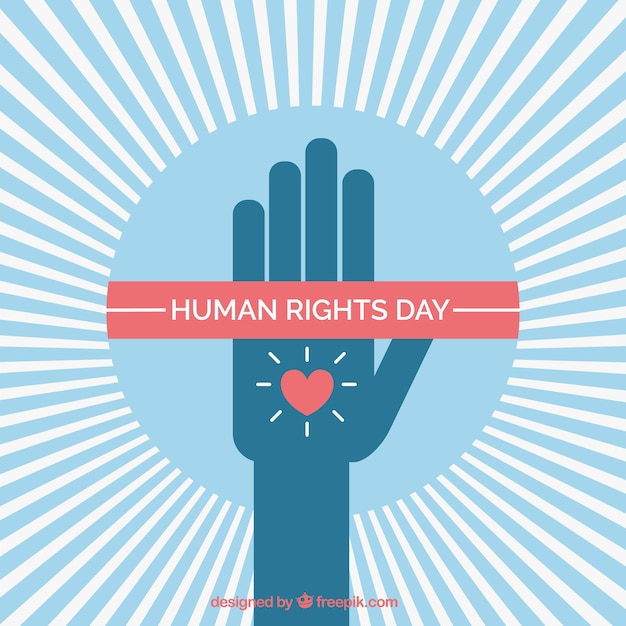 Free vector human rights day, a hand with a heart