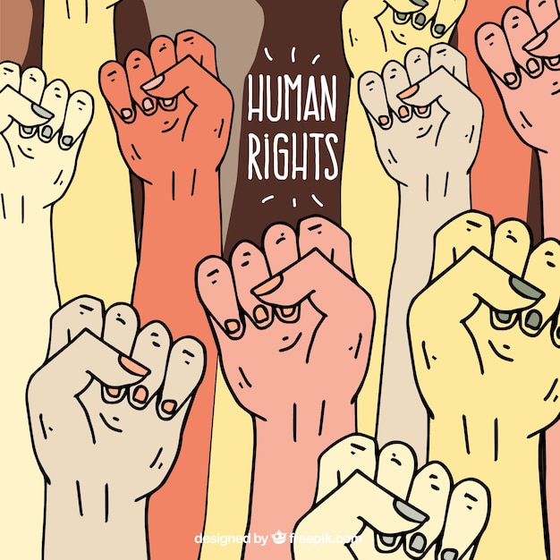 Free vector human rights day, hands raised