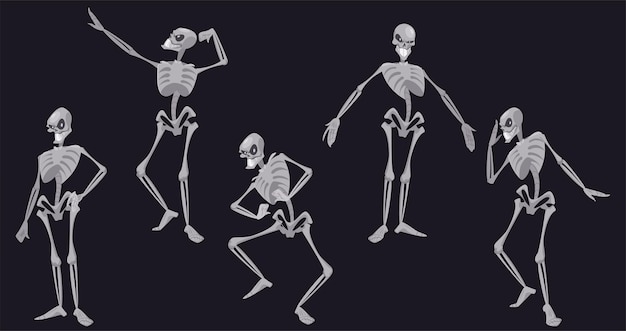 Human skeleton character in different poses