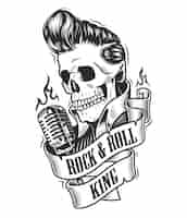 Free vector human skull in rock and roll.