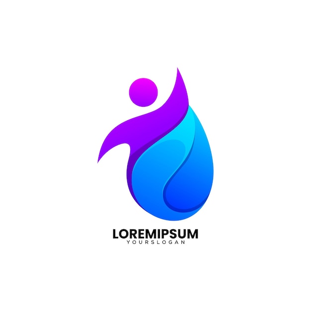 Бесплатное векторное изображение Дизайн логотипа человеческого градиента воды