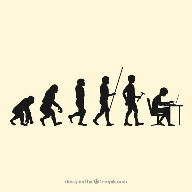 Human workers evolution silhouettes