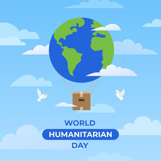 Humanitarian day earth and pigeons