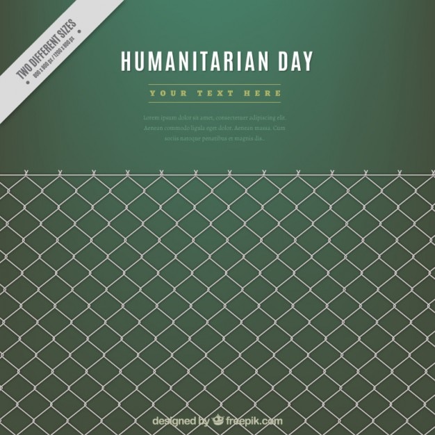 Free vector humanitarian day green background with a grille