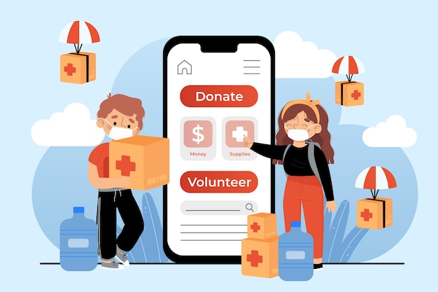 Humanitarian help app interface and delivery