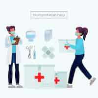 Free vector humanitarian help concept with medical staff