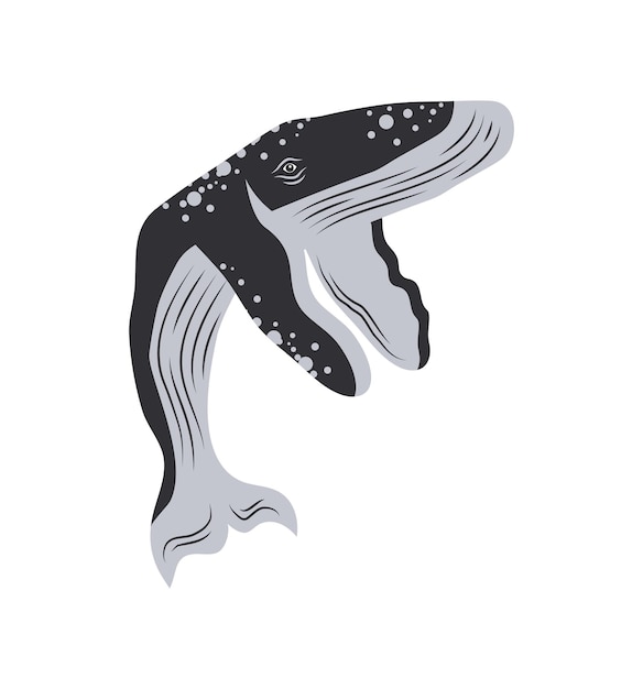 Free vector humpback sealife huge isolated icon