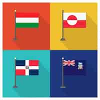 Free vector hungary greenland dominican republic and falkland islands flags