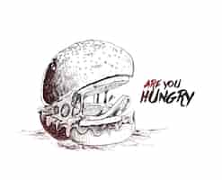 Free vector hungry burger concept menu card restaurants wall design