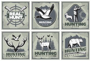 Free vector hunting adventure illustration set