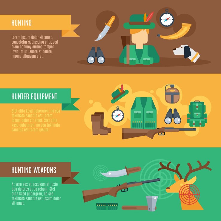 Free Vector hunting banner set