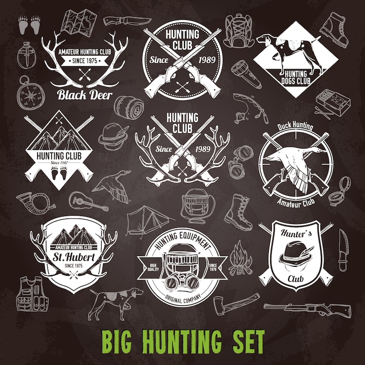 Free Vector hunting chalkboard set