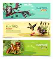 Free vector hunting horizontal banners