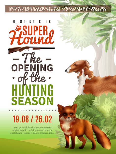 Бесплатное векторное изображение Плакат открытия сезона охоты