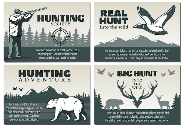 Набор иллюстраций охотничьего общества
