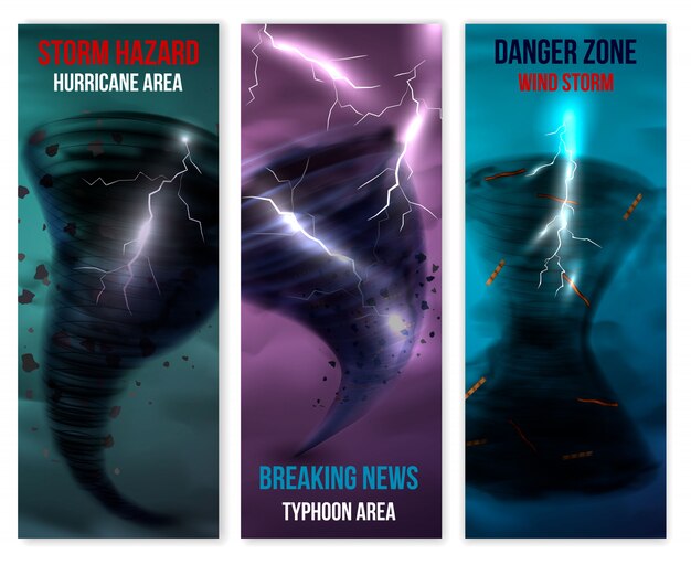 Hurricane Vertical Banners Set