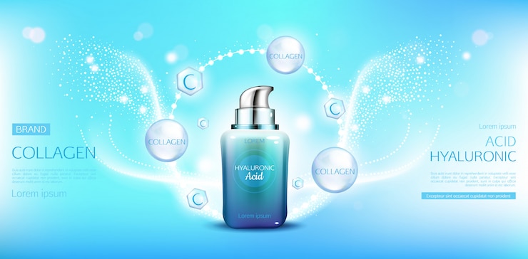 Free Vector hyaluronic acid collagen cosmetic bottle 