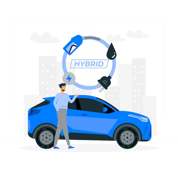 Free vector hybrid car concept illustration