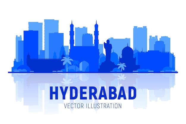 Силуэт горизонта Хайдарабада Индии на белом фоне Векторная иллюстрация Концепция деловых поездок и туризма с современными зданиями Изображение для баннера или веб-сайта
