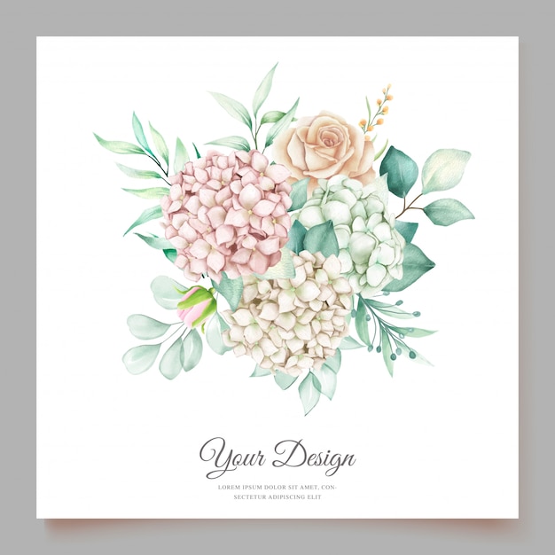 Free vector hydrangea watercolor wedding invitation card template