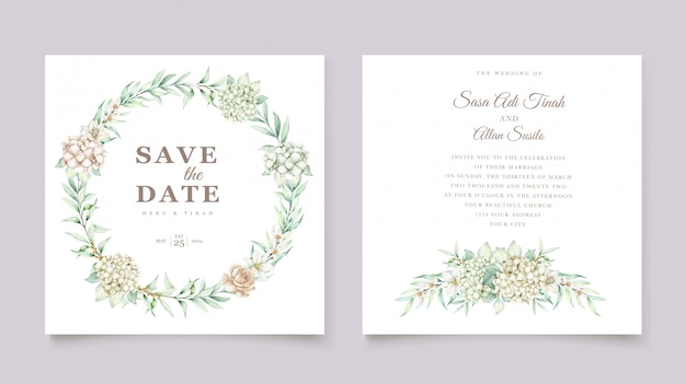 hydrangea watercolor wedding invitation card template