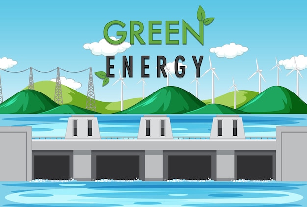 Гэс вырабатывают электроэнергию с зеленым знаменем