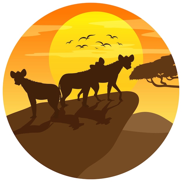 Free vector hyena silhouette in savanna forest