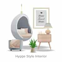 Free vector hygge style interior design illustration