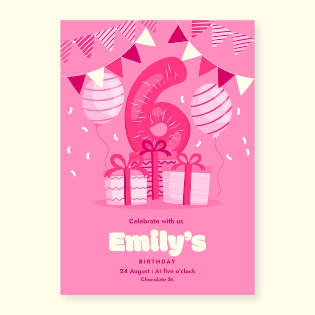 Free vector hyper pink birthday  template